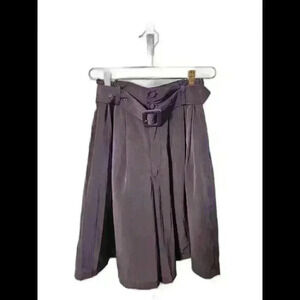 Chic High-Waisted Purple Pleated Skirt with Belt
